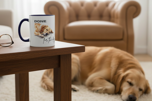 "Done for the day" – golden retriever Accent Mug