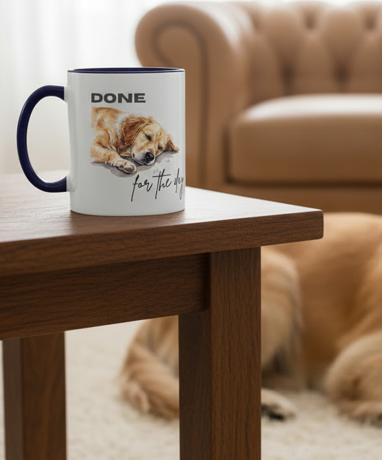 "Done for the day" – golden retriever Accent Mug