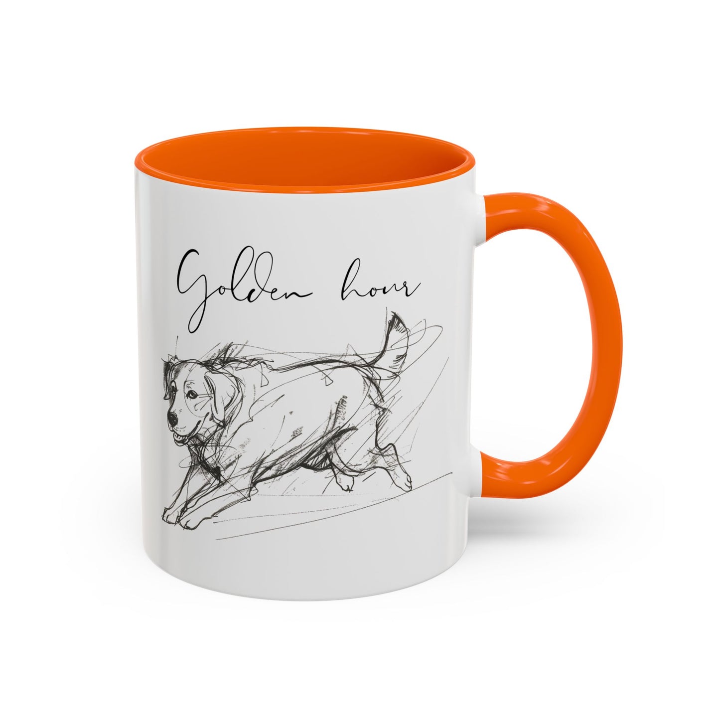 Minimal Line Art Golden Retriever Illustration Mug – "Golden Hour" Accent Mug (11/15oz)