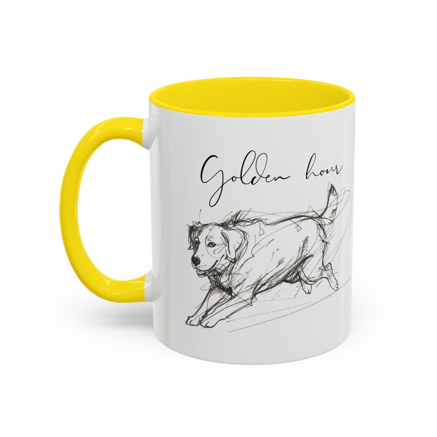 Minimal Line Art Golden Retriever Illustration Mug – "Golden Hour" Accent Mug (11/15oz)