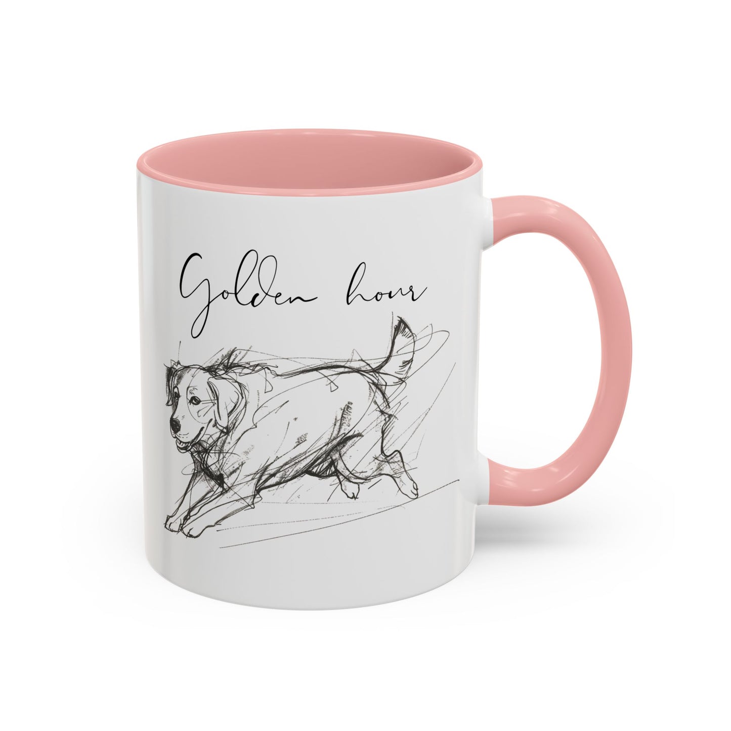 Minimal Line Art Golden Retriever Illustration Mug – "Golden Hour" Accent Mug (11/15oz)