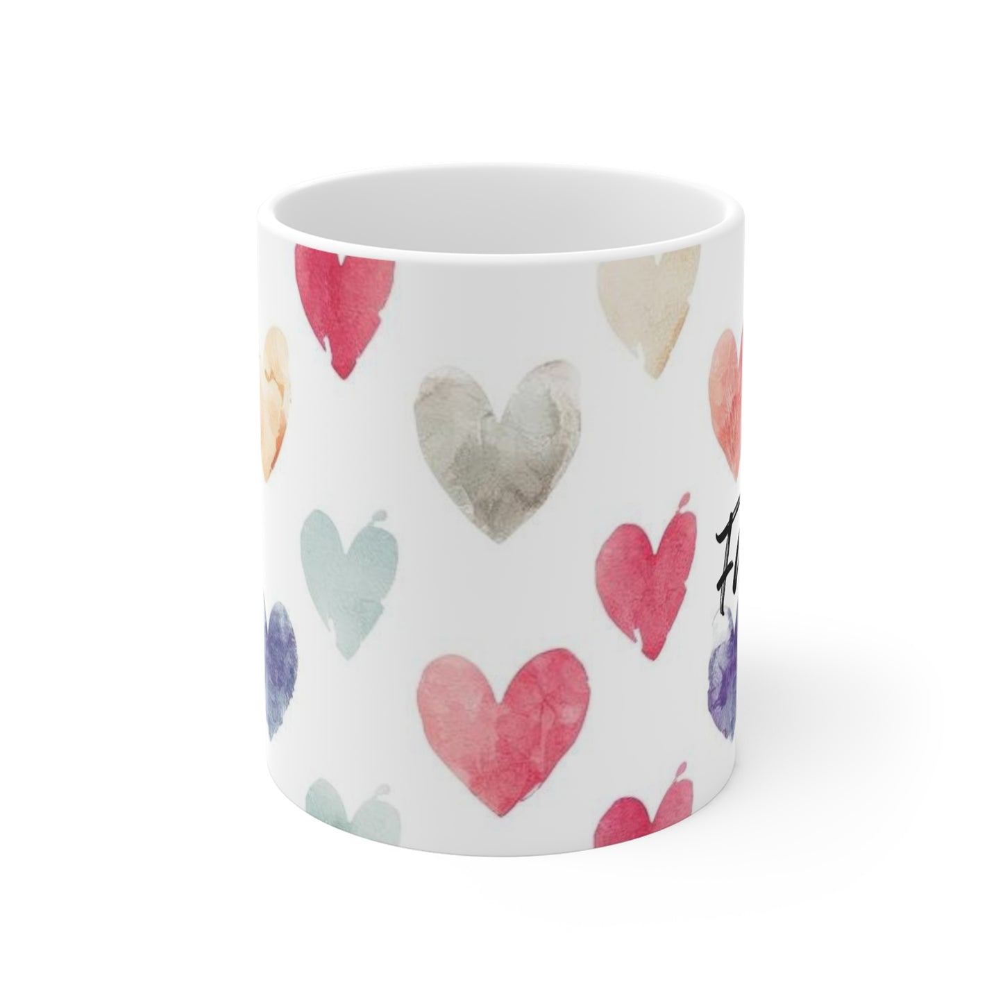 Watercolor Heart Pattern Mug - "favourite human" Valentine’s Gift from the pets!