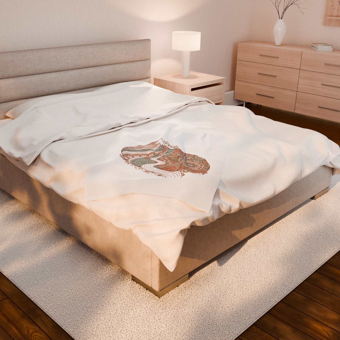 Boho Mandala Paisley Heart Velveteen Plush Blanket | vintage paisley, mandala pattern