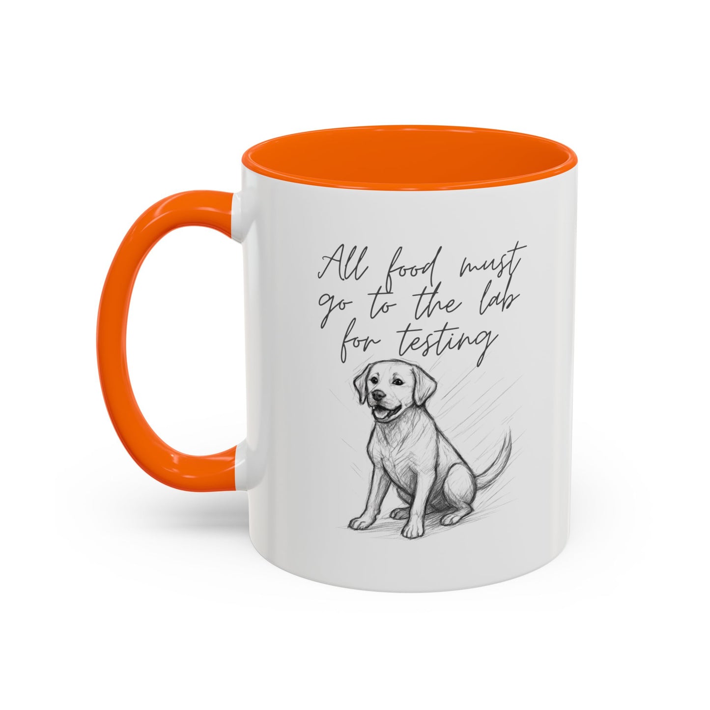 Cheeky labrador Illustration Mug – "all food must go to the lab for testing" Accent Mug (11/15oz)