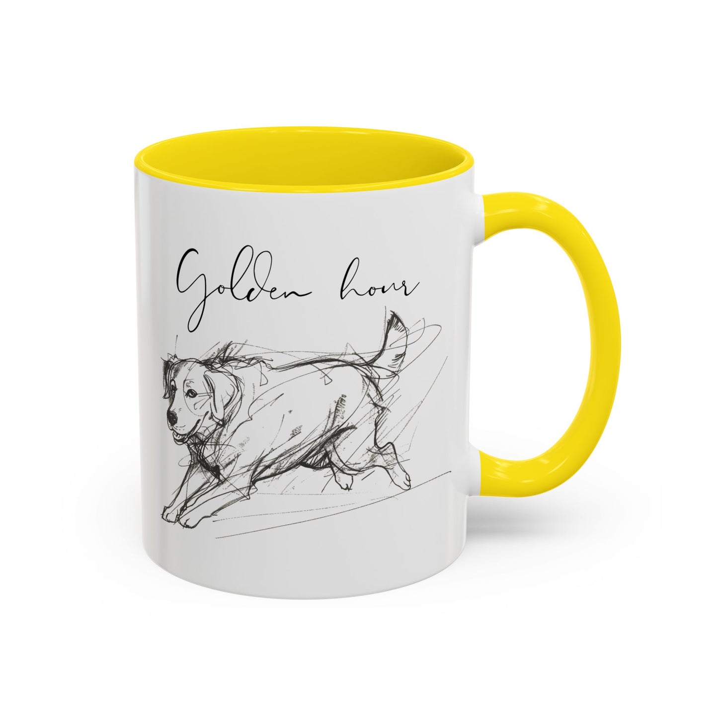 Minimal Line Art Golden Retriever Illustration Mug – "Golden Hour" Accent Mug (11/15oz)