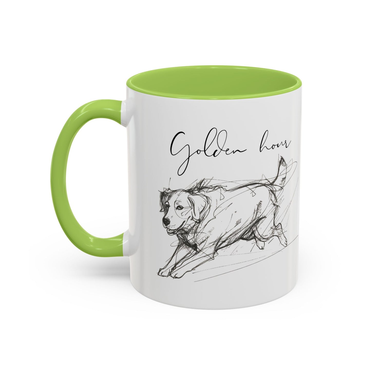 Minimal Line Art Golden Retriever Illustration Mug – "Golden Hour" Accent Mug (11/15oz)