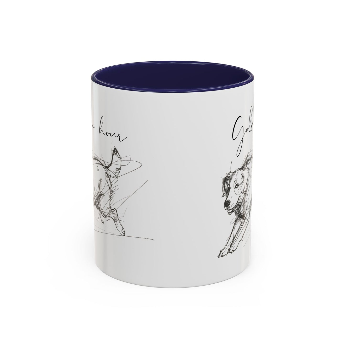 Minimal Line Art Golden Retriever Illustration Mug – "Golden Hour" Accent Mug (11/15oz)