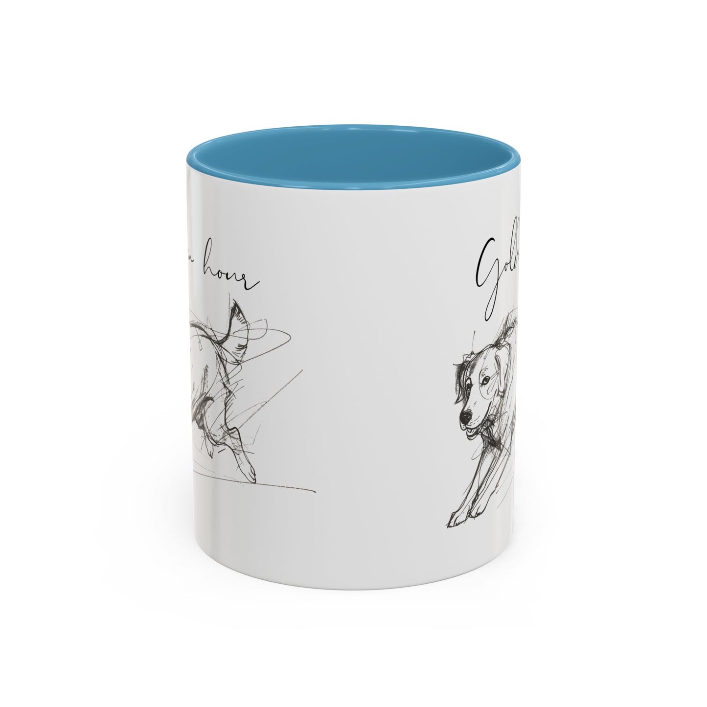 Minimal Line Art Golden Retriever Illustration Mug – "Golden Hour" Accent Mug (11/15oz)