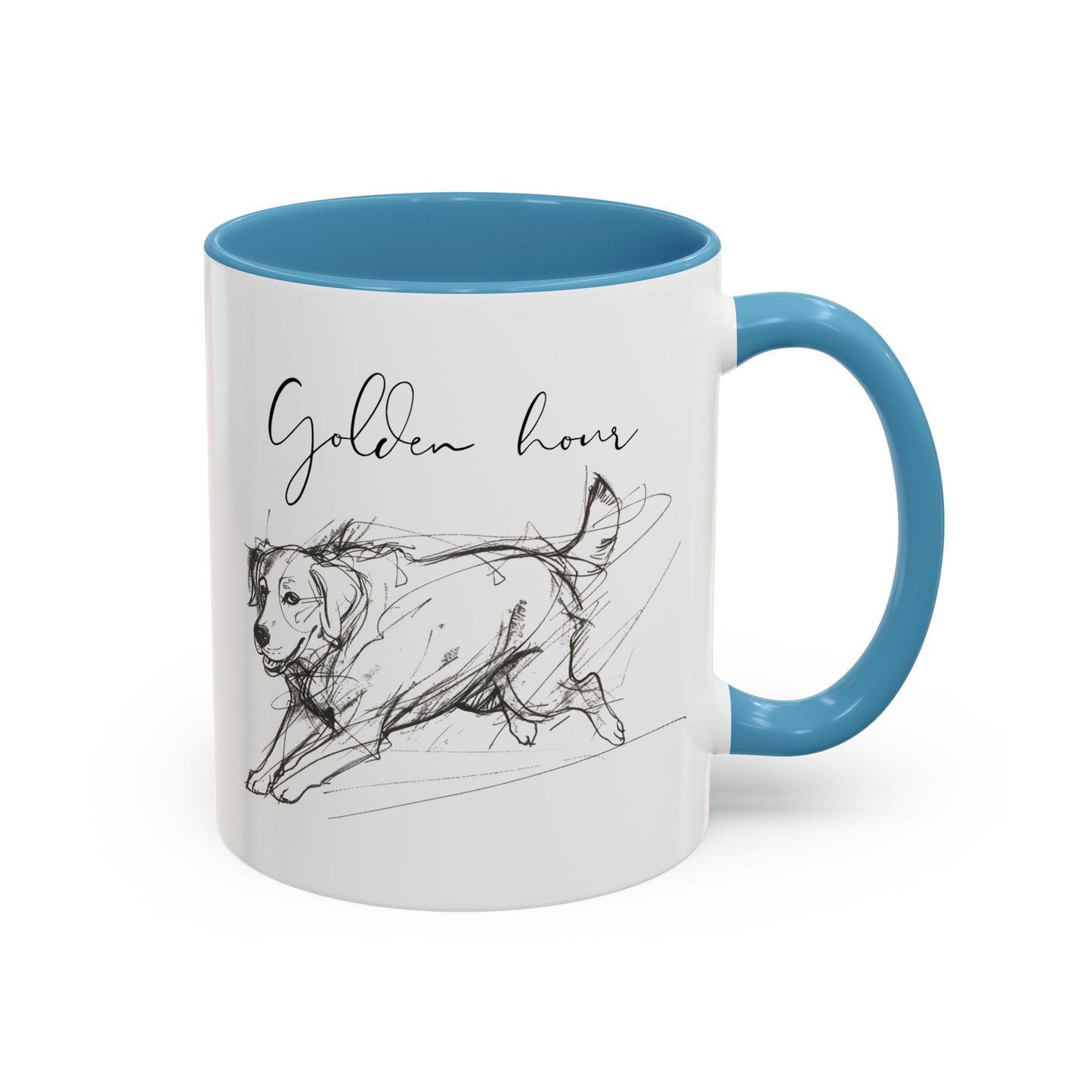 Minimal Line Art Golden Retriever Illustration Mug – "Golden Hour" Accent Mug (11/15oz)