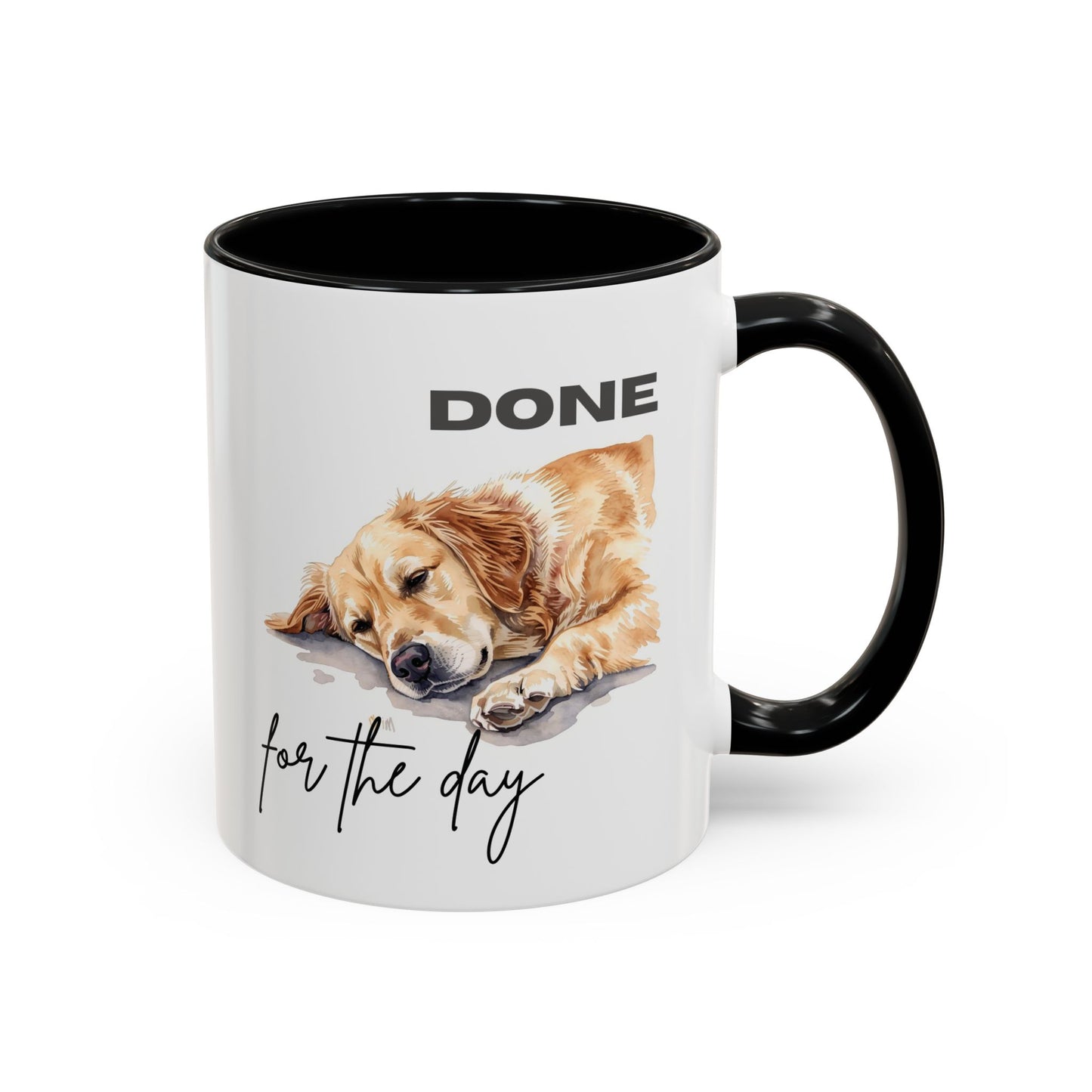 "Done for the day" – golden retriever Accent Mug