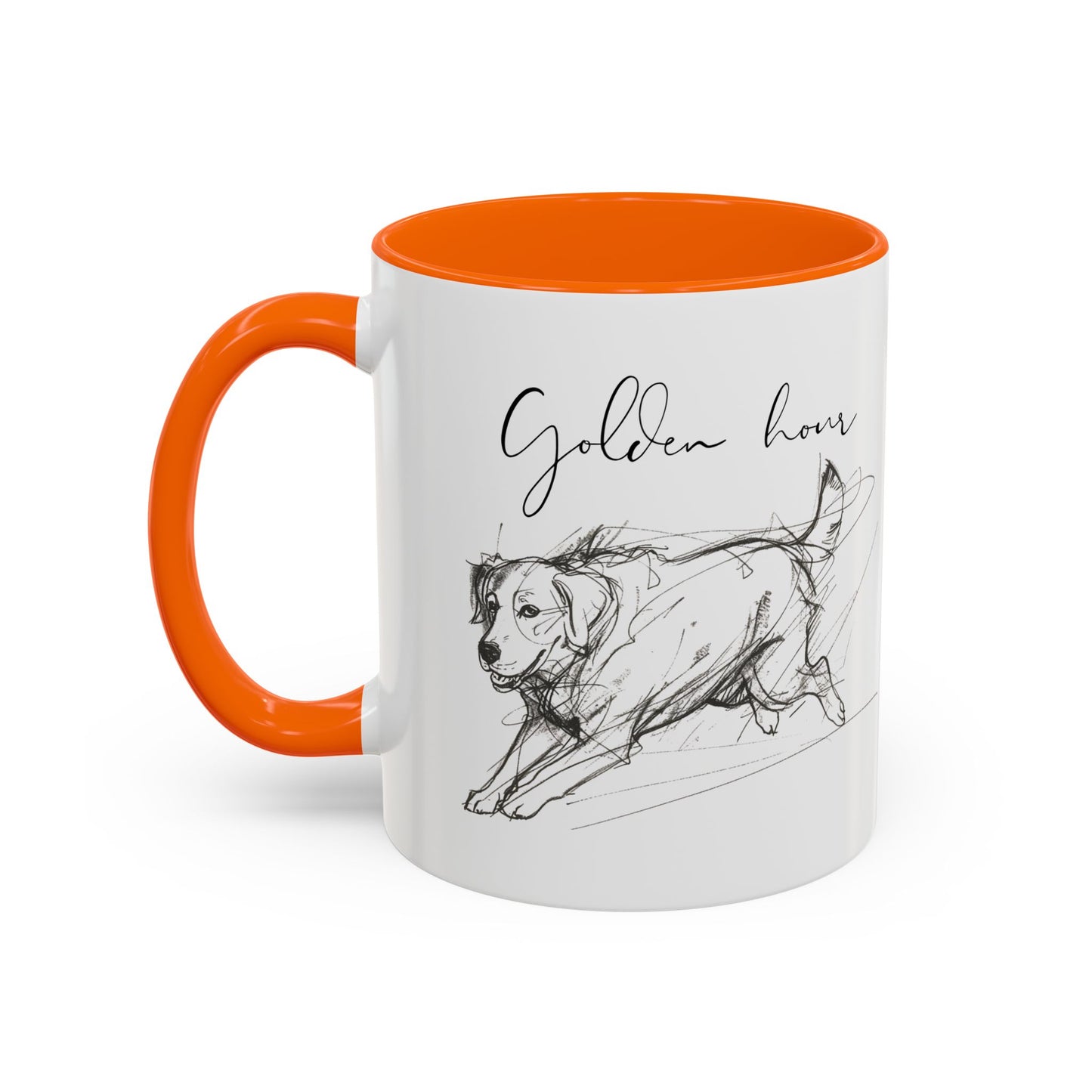 Minimal Line Art Golden Retriever Illustration Mug – "Golden Hour" Accent Mug (11/15oz)