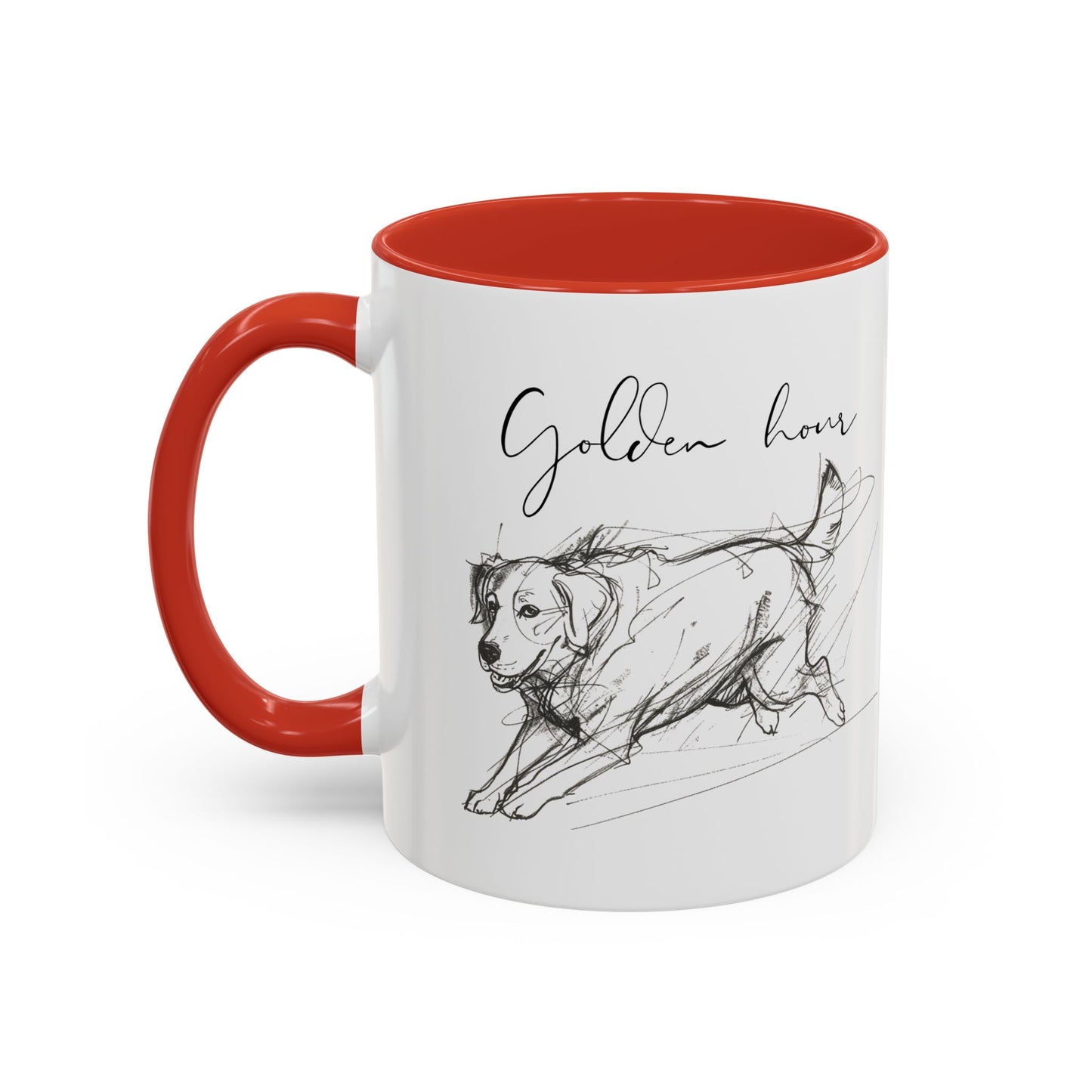 Minimal Line Art Golden Retriever Illustration Mug – "Golden Hour" Accent Mug (11/15oz)