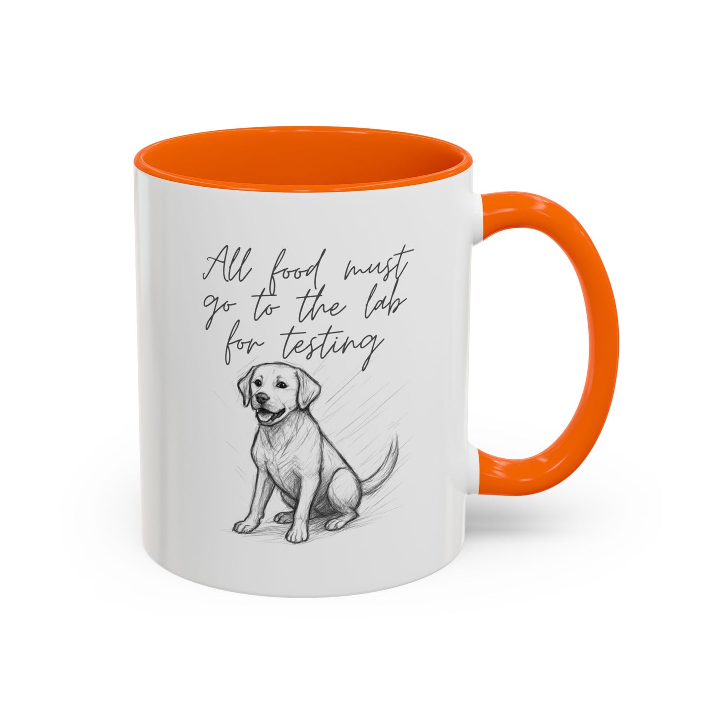 Cheeky labrador Illustration Mug – "all food must go to the lab for testing" Accent Mug (11/15oz)