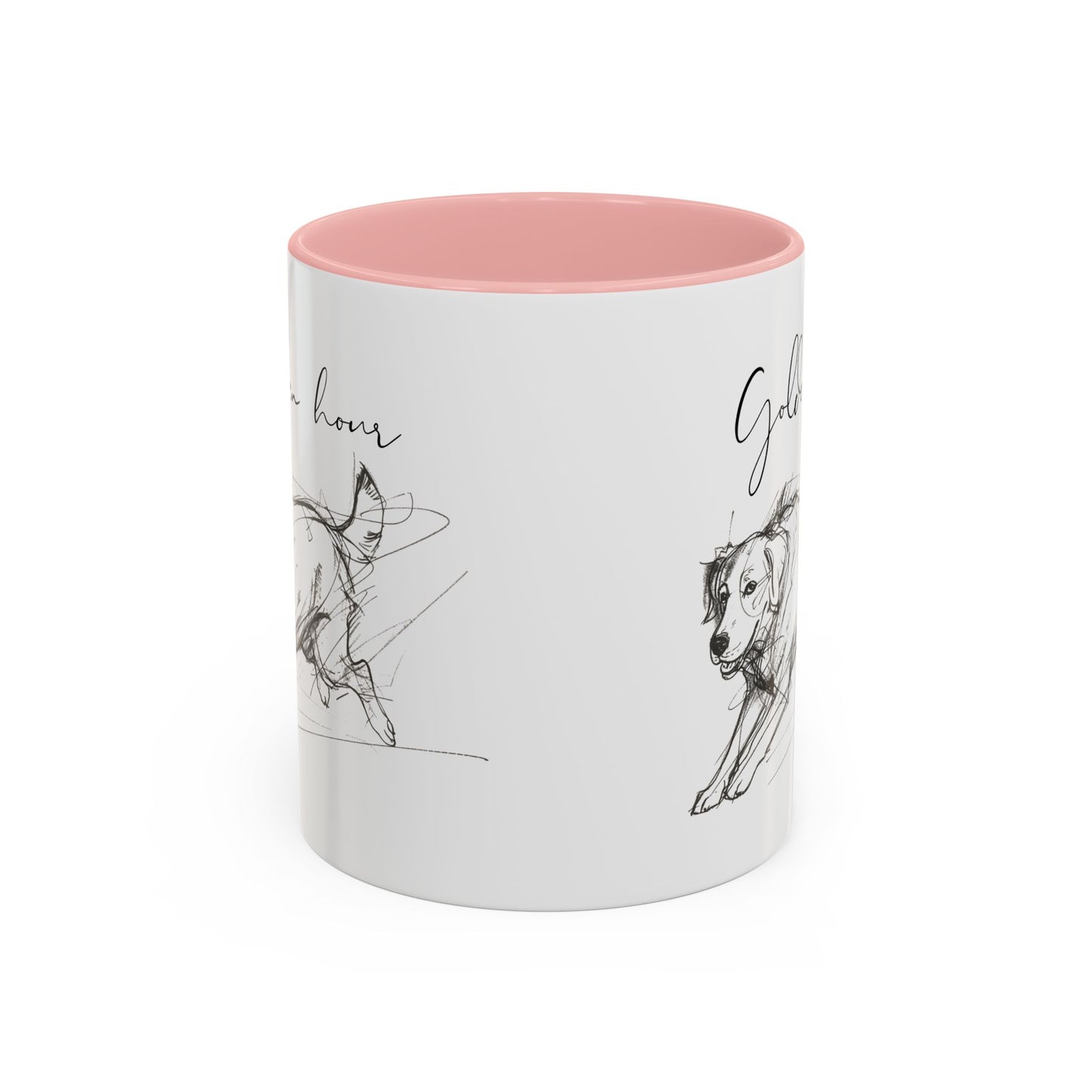 Minimal Line Art Golden Retriever Illustration Mug – "Golden Hour" Accent Mug (11/15oz)