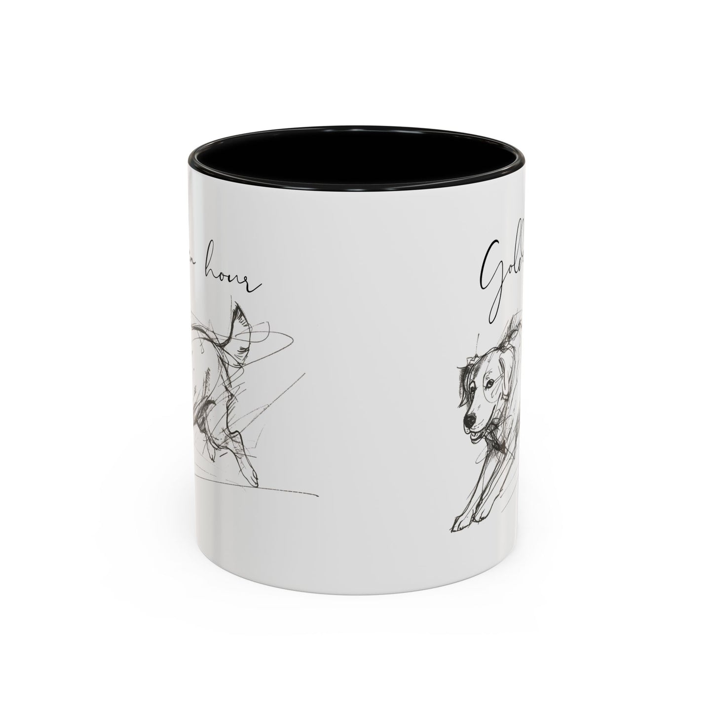 Minimal Line Art Golden Retriever Illustration Mug – "Golden Hour" Accent Mug (11/15oz)