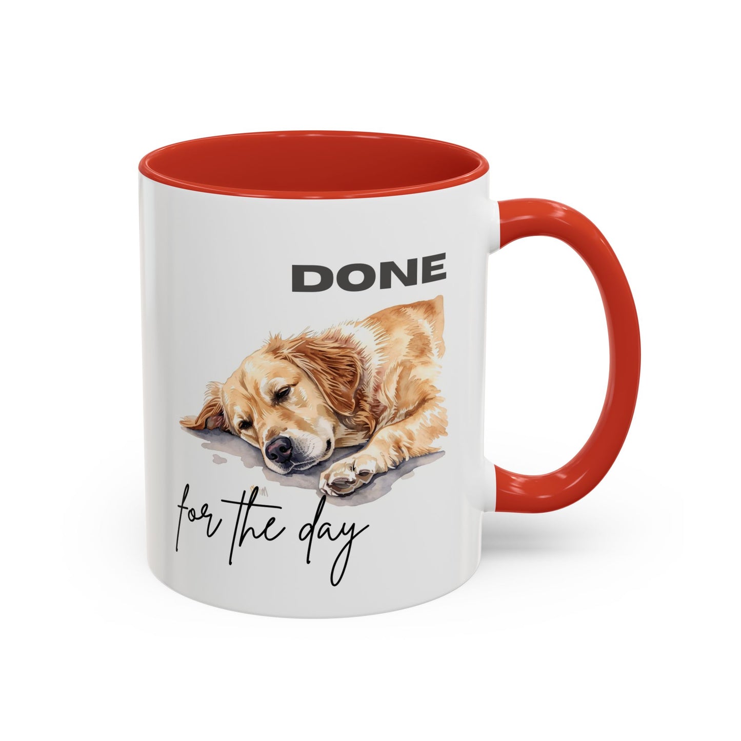 "Done for the day" – golden retriever Accent Mug