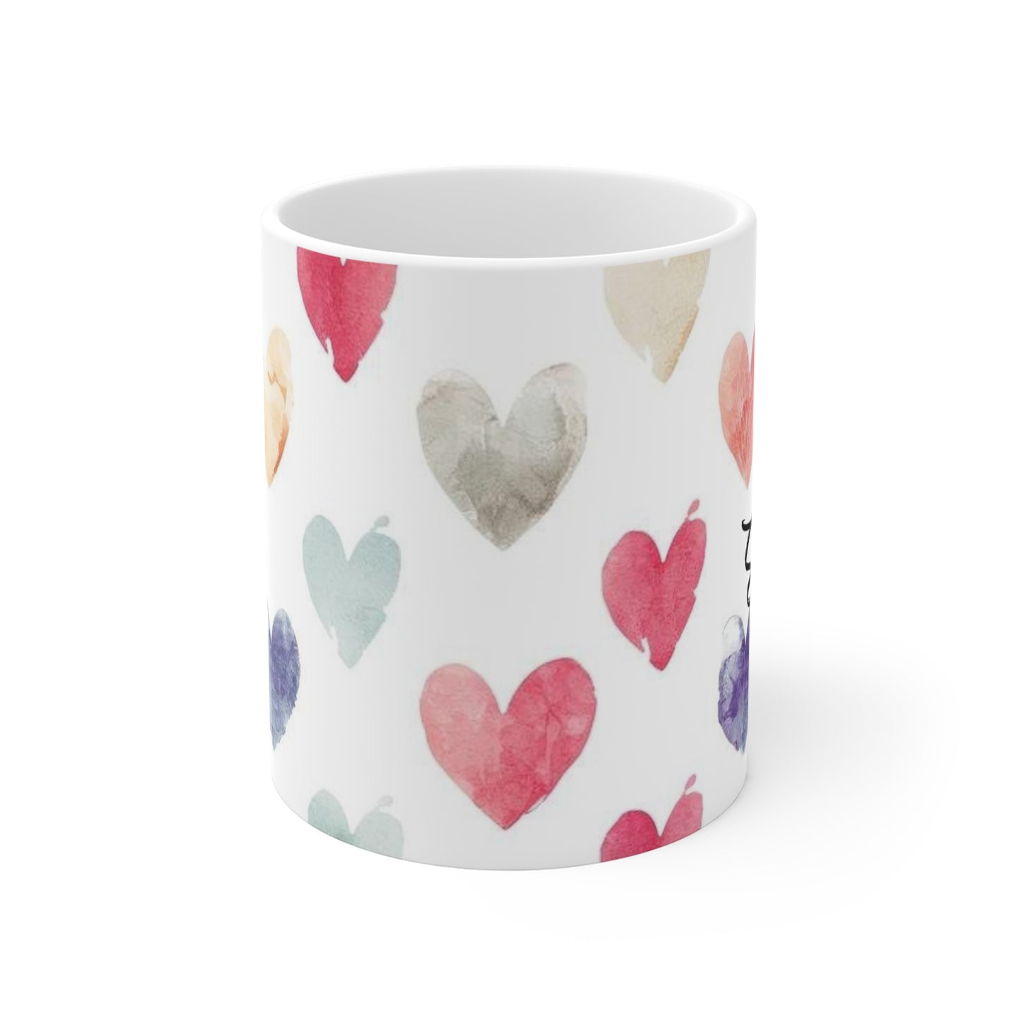 Watercolor Heart Pattern Mug - spare human, Valentine’s Gift from the pets!