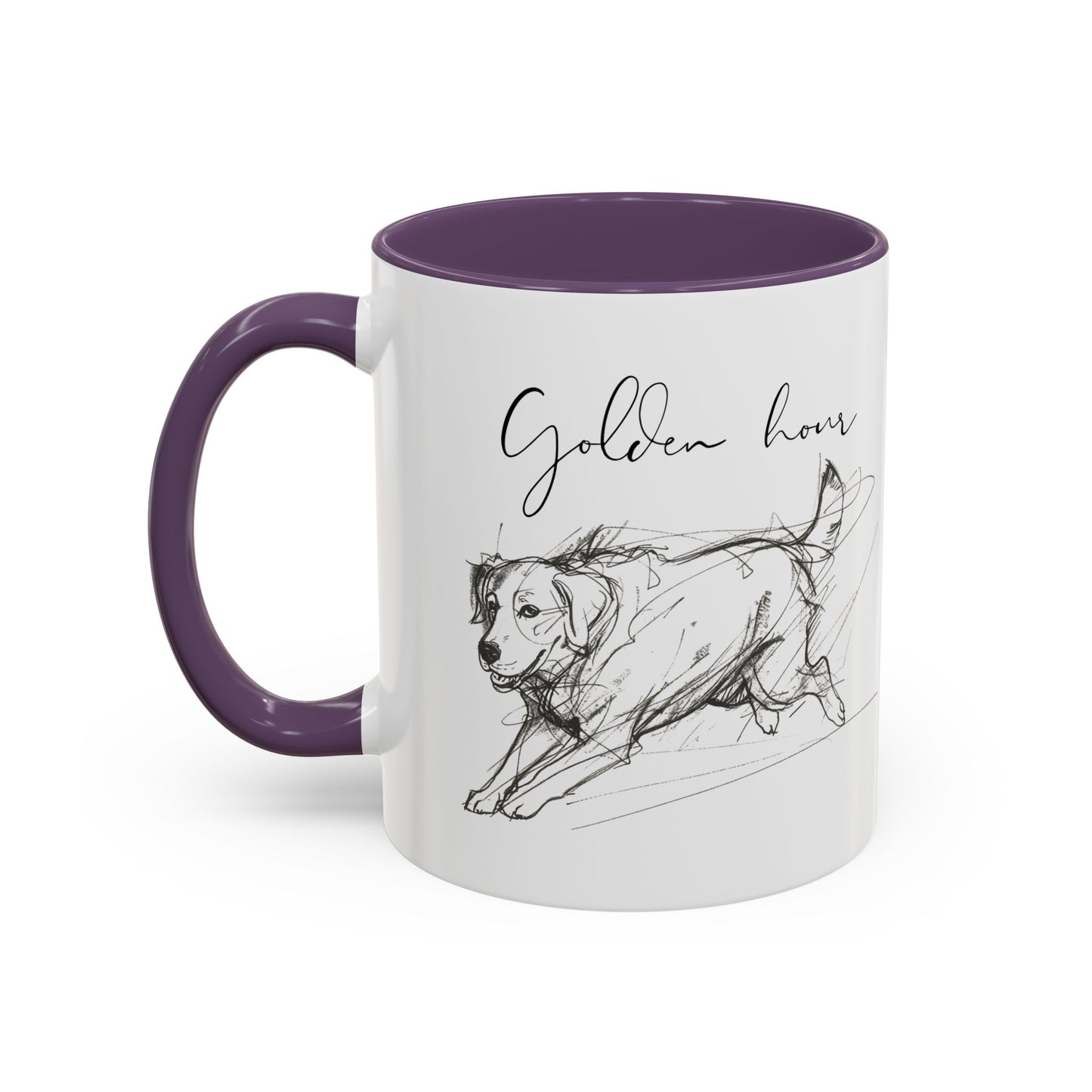 Minimal Line Art Golden Retriever Illustration Mug – "Golden Hour" Accent Mug (11/15oz)