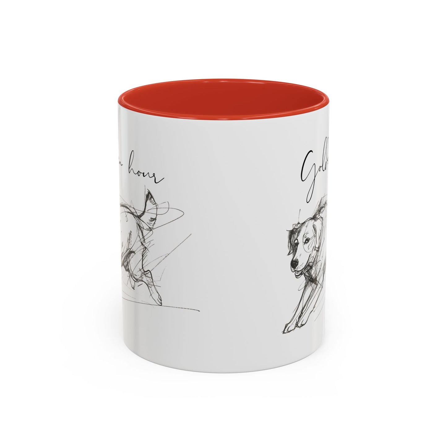 Minimal Line Art Golden Retriever Illustration Mug – "Golden Hour" Accent Mug (11/15oz)