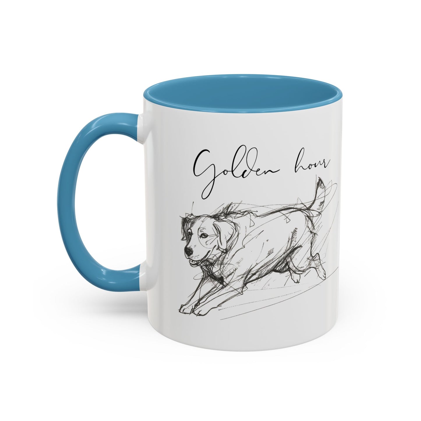 Minimal Line Art Golden Retriever Illustration Mug – "Golden Hour" Accent Mug (11/15oz)