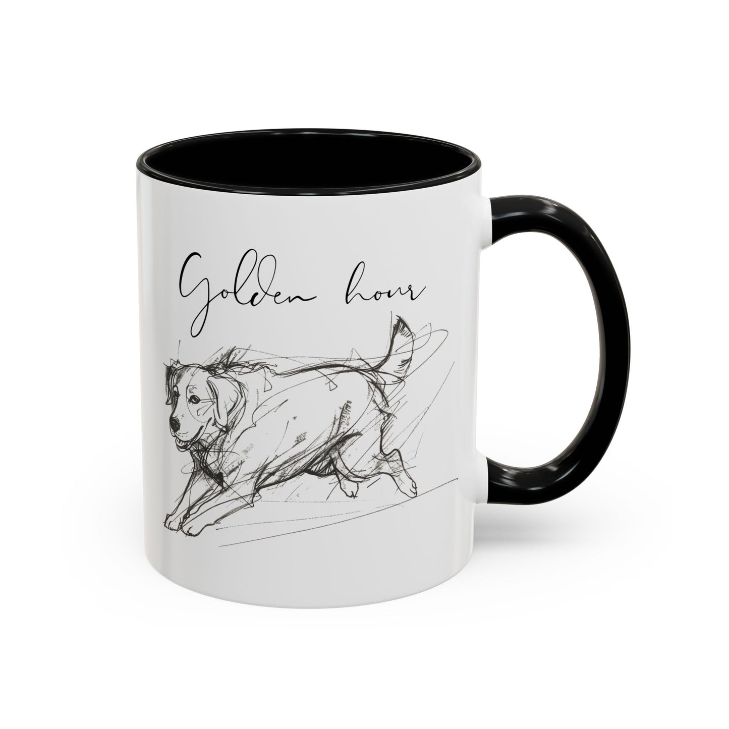 Minimal Line Art Golden Retriever Illustration Mug – "Golden Hour" Accent Mug (11/15oz)