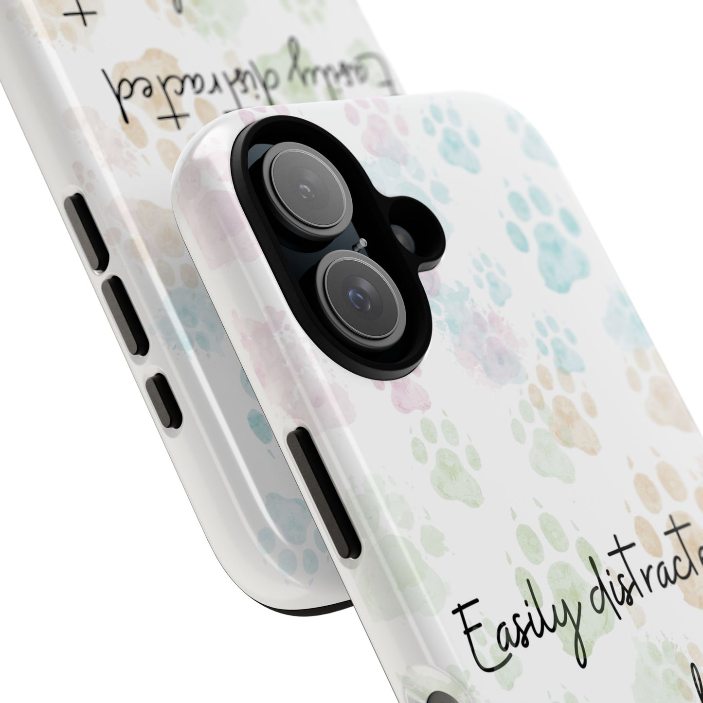 Pet Lover Tough Phone Case - "Easily Distracted by Pets" Paw Print Design