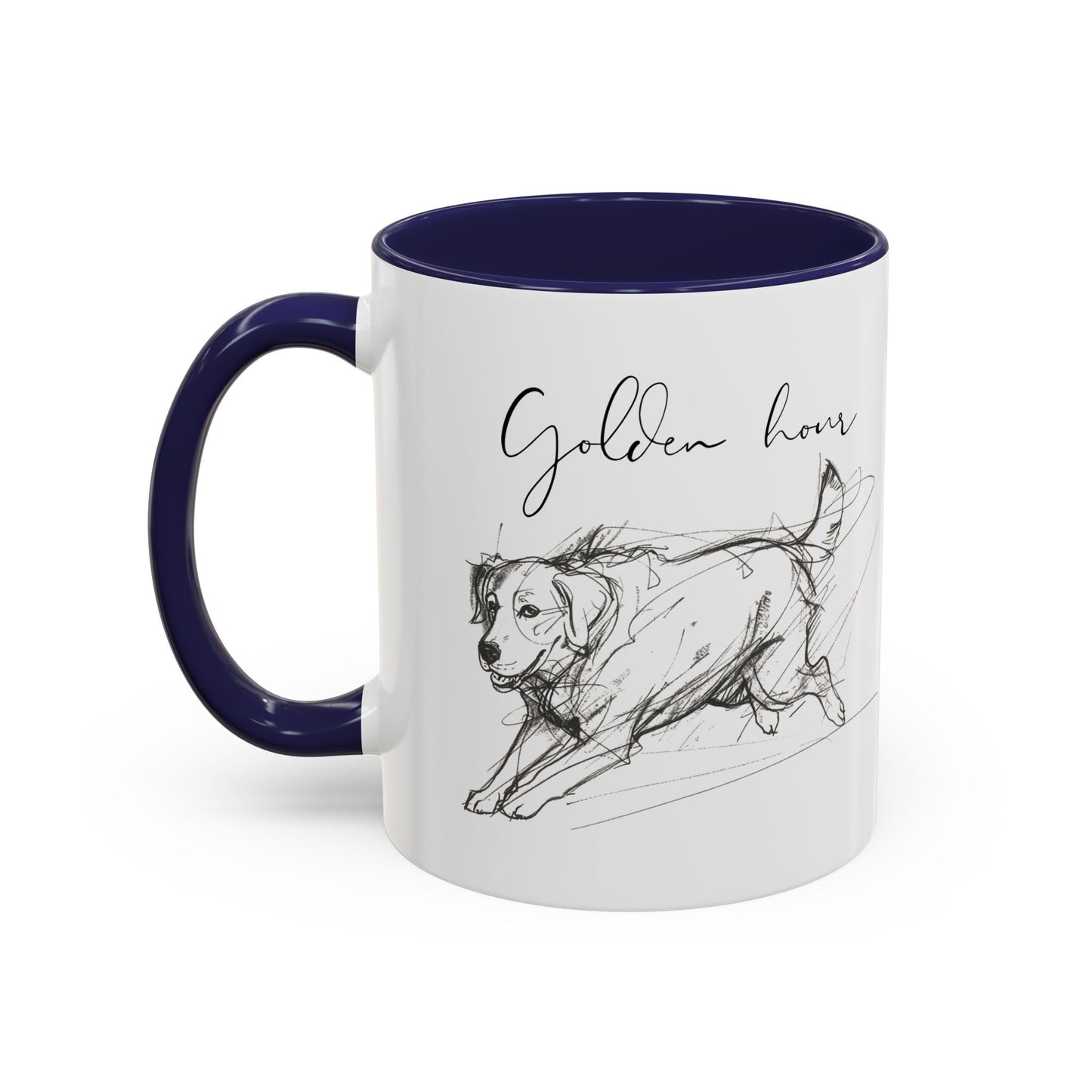 Minimal Line Art Golden Retriever Illustration Mug – "Golden Hour" Accent Mug (11/15oz)