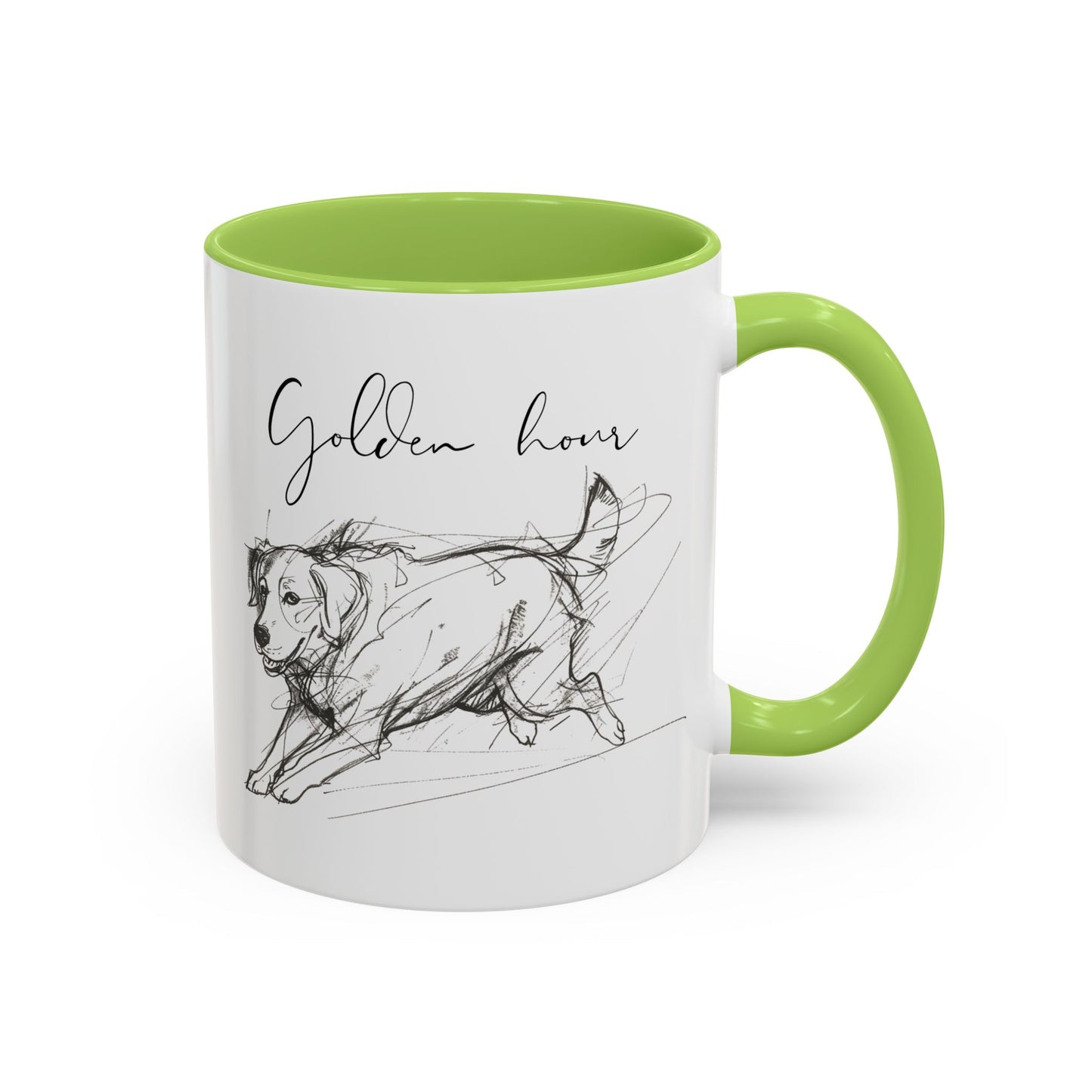 Minimal Line Art Golden Retriever Illustration Mug – "Golden Hour" Accent Mug (11/15oz)