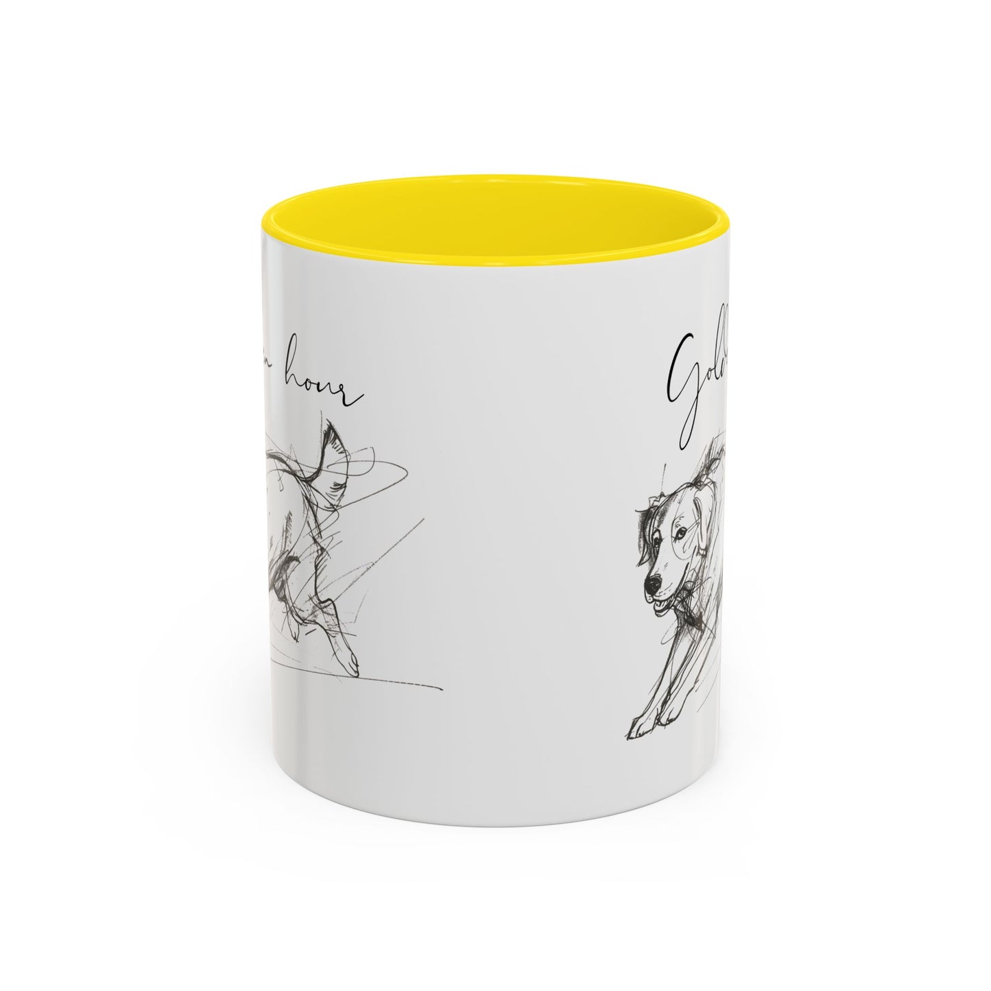 Minimal Line Art Golden Retriever Illustration Mug – "Golden Hour" Accent Mug (11/15oz)