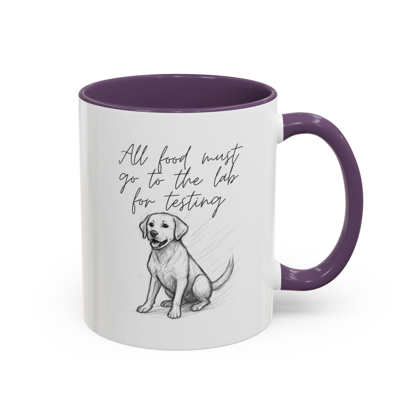 Cheeky labrador Illustration Mug – "all food must go to the lab for testing" Accent Mug (11/15oz)