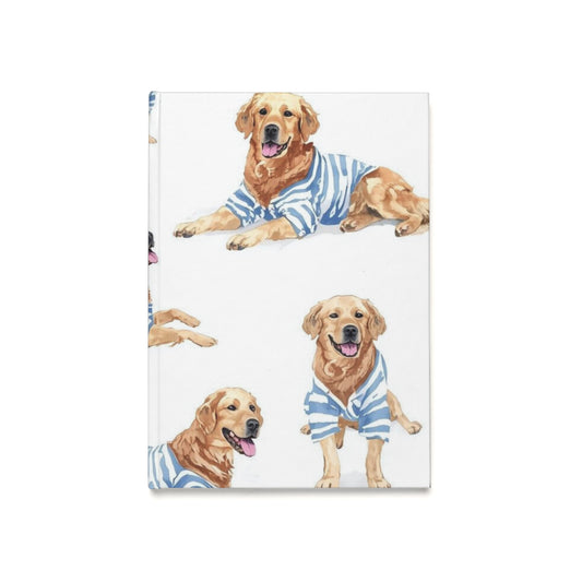 Golden Retriever Journal - "Blue Pyjamas" Hardcover A5