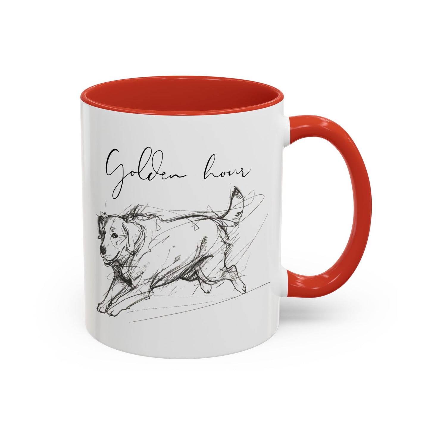 Minimal Line Art Golden Retriever Illustration Mug – "Golden Hour" Accent Mug (11/15oz)