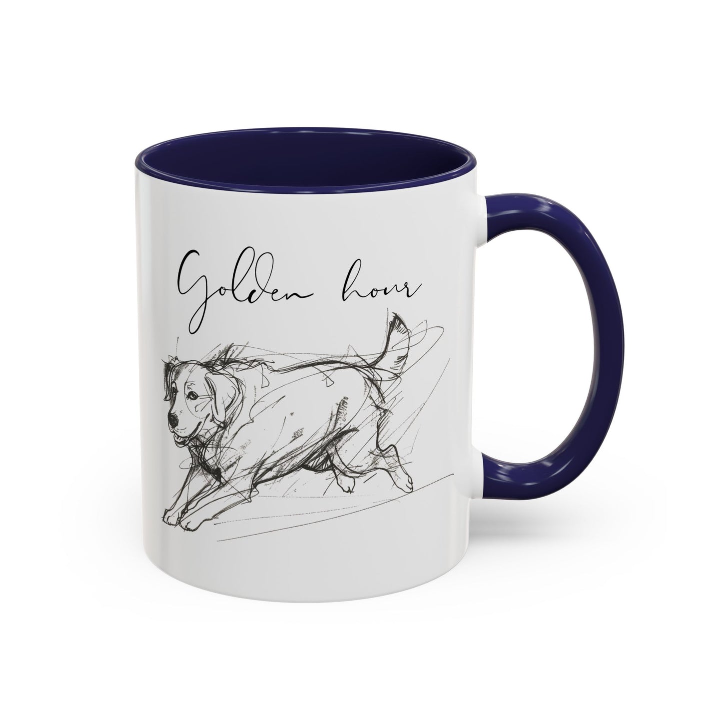 Minimal Line Art Golden Retriever Illustration Mug – "Golden Hour" Accent Mug (11/15oz)