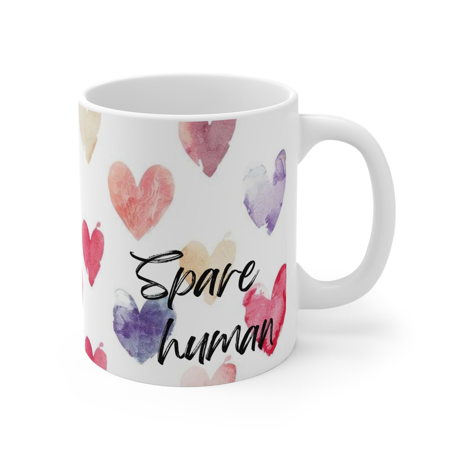 Watercolor Heart Pattern Mug - spare human, Valentine’s Gift from the pets!
