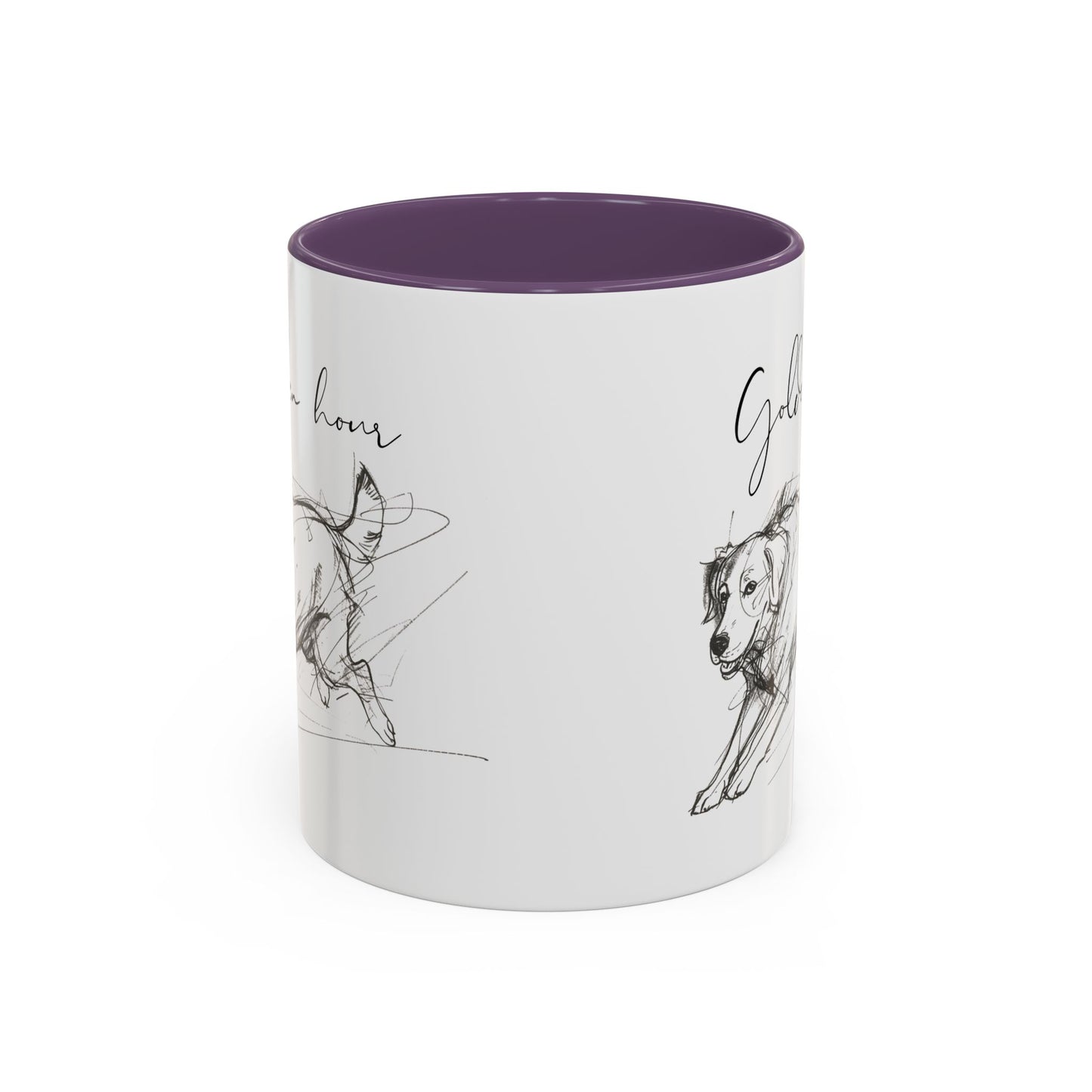 Minimal Line Art Golden Retriever Illustration Mug – "Golden Hour" Accent Mug (11/15oz)