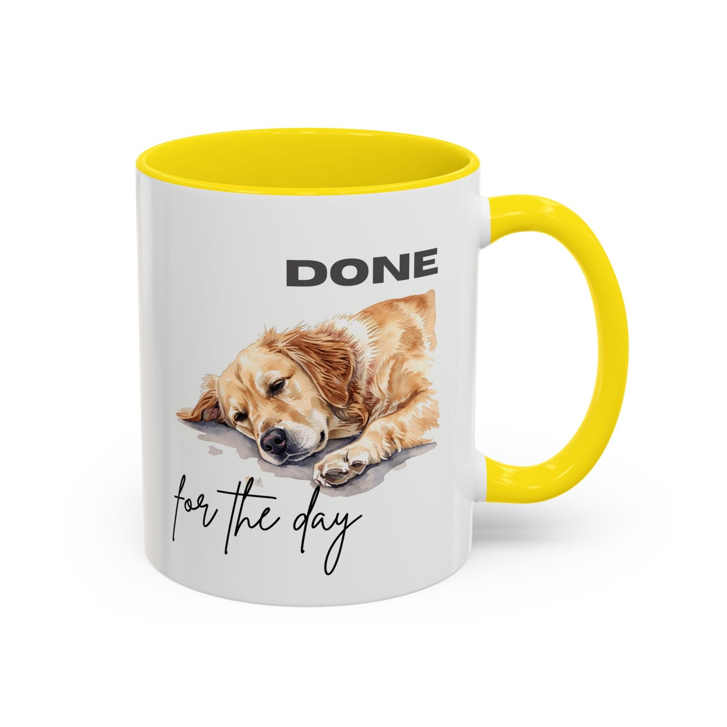 "Done for the day" – golden retriever Accent Mug