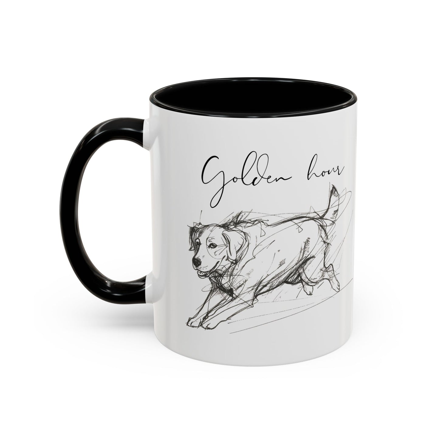 Minimal Line Art Golden Retriever Illustration Mug – "Golden Hour" Accent Mug (11/15oz)