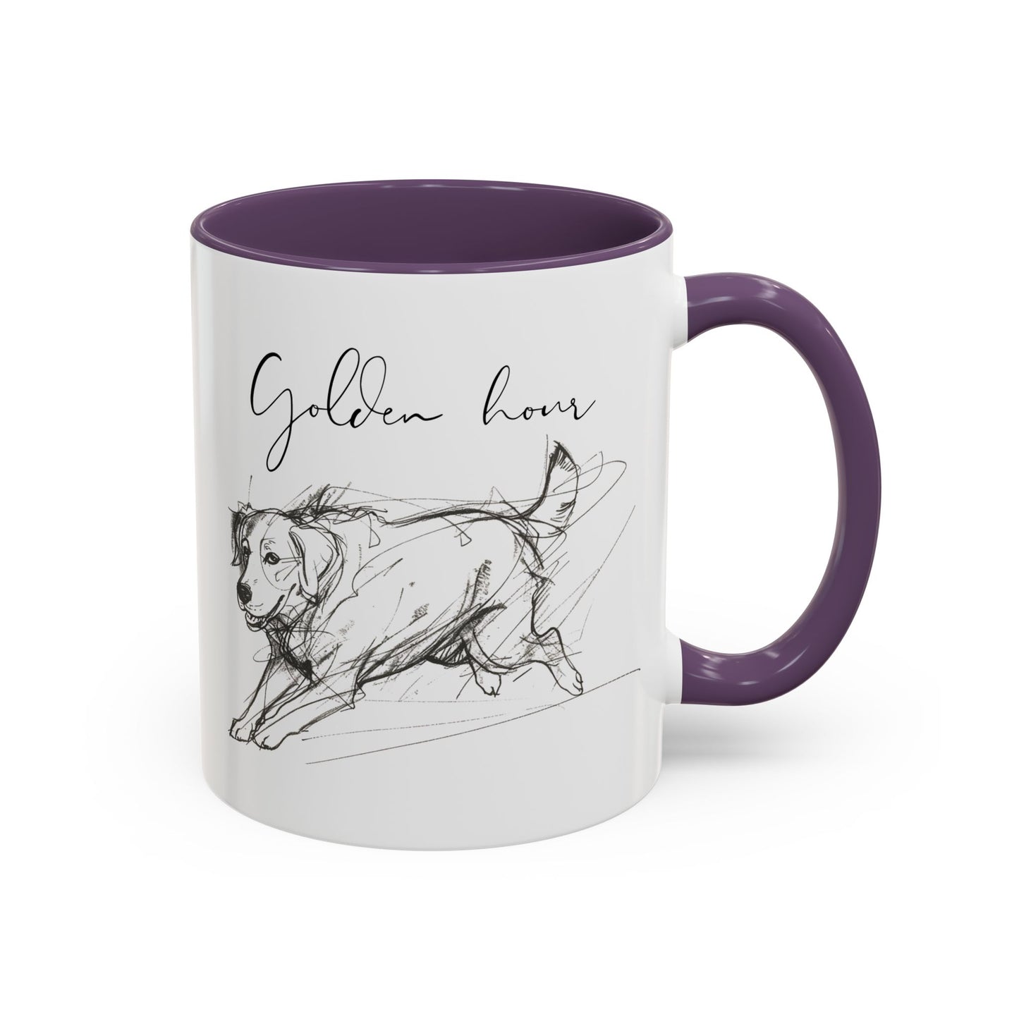 Minimal Line Art Golden Retriever Illustration Mug – "Golden Hour" Accent Mug (11/15oz)