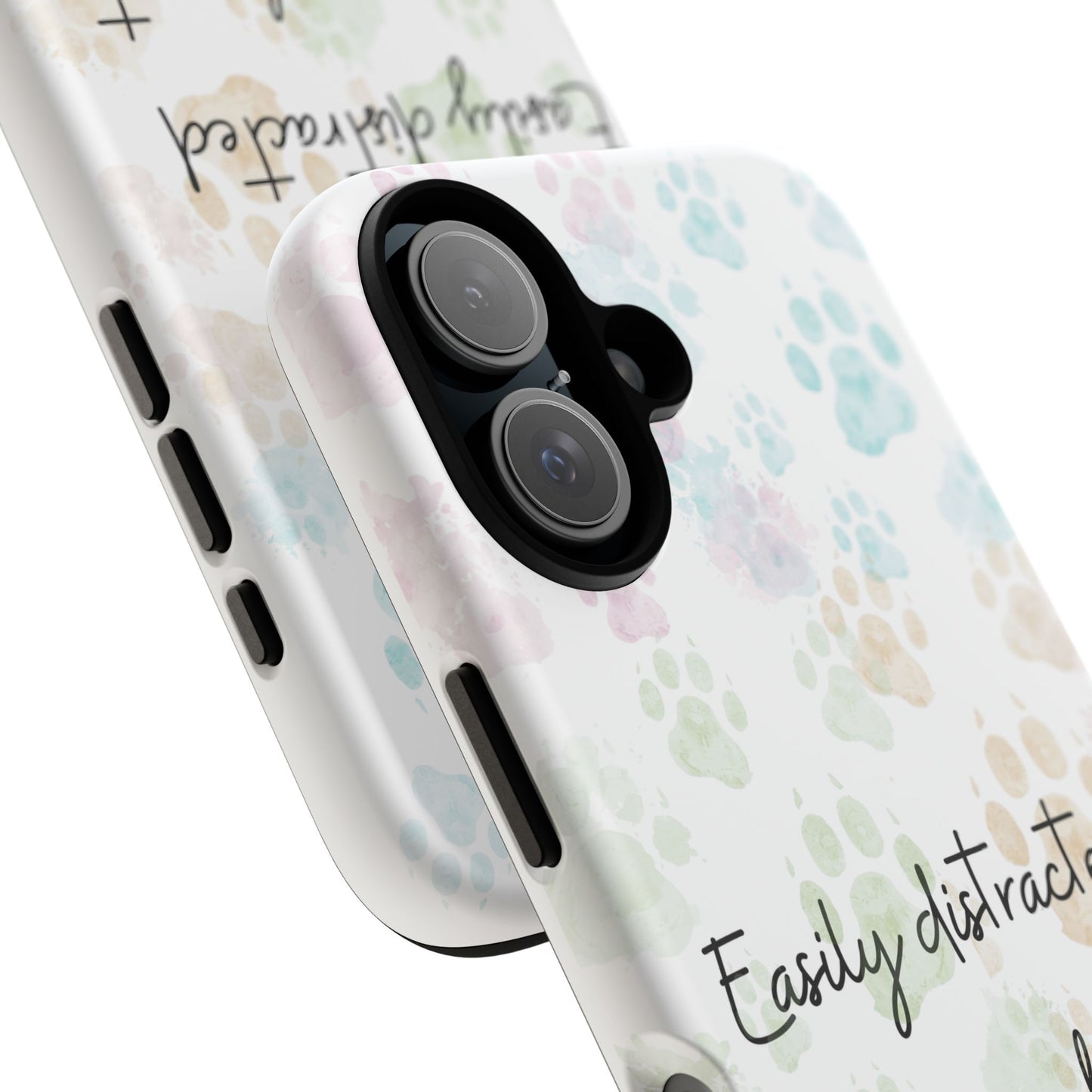 Pet Lover Tough Phone Case - "Easily Distracted by Pets" Paw Print Design