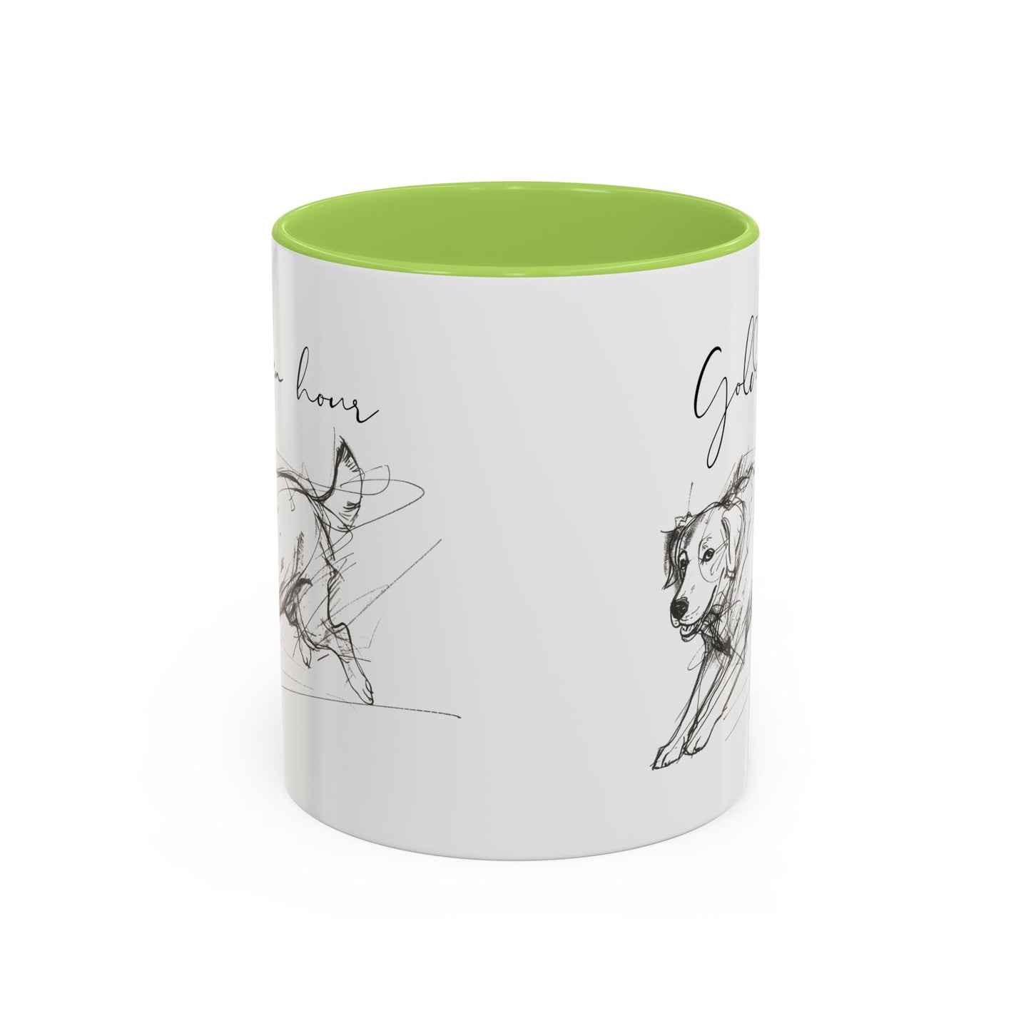 Minimal Line Art Golden Retriever Illustration Mug – "Golden Hour" Accent Mug (11/15oz)