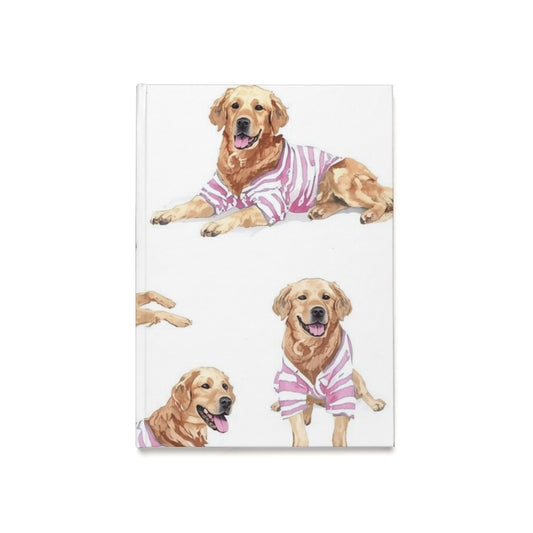 Golden Retriever Journal - Pink Pyjamas - Hardcover A5